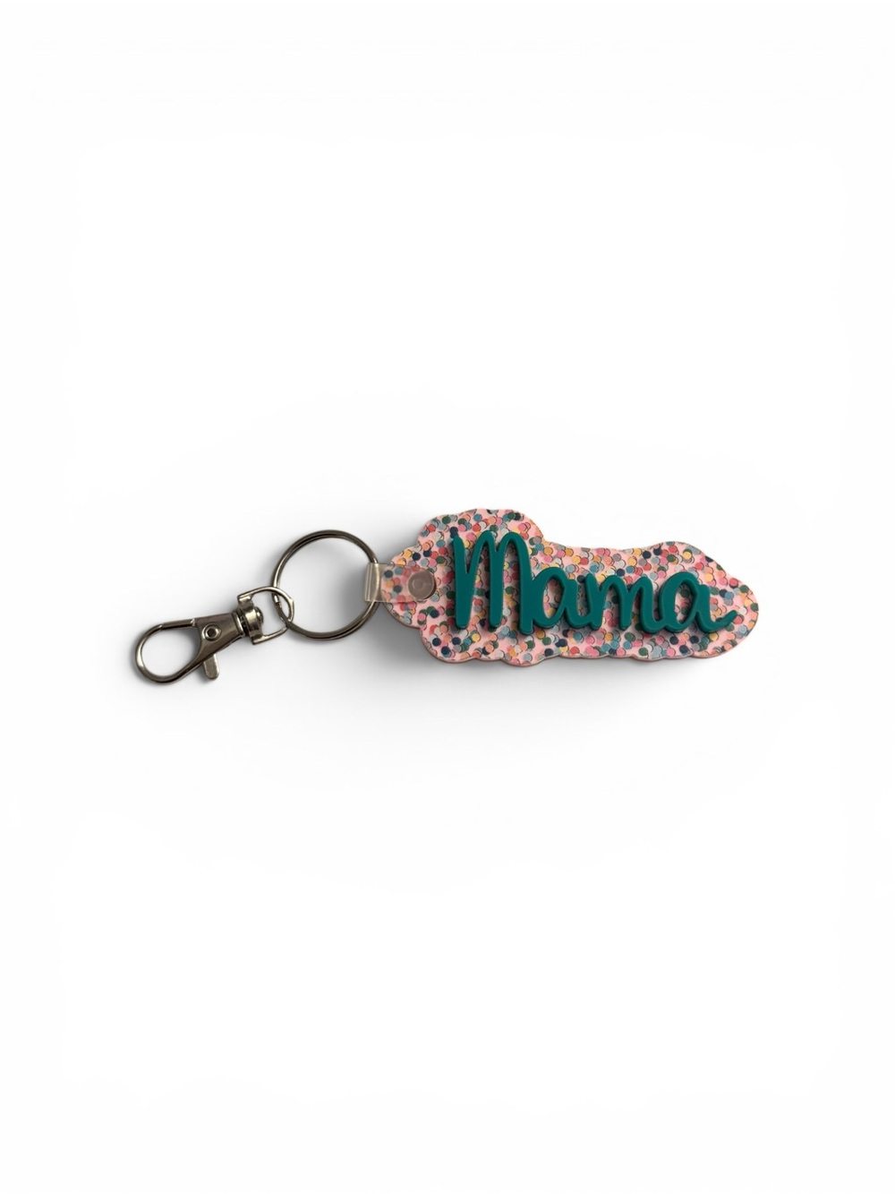 Mama Floral Leatherette Keychain - Pink